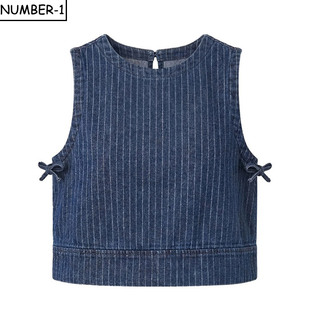 时尚 韩国代购 pivvee高尔夫球服26年女款 春季 叠穿牛仔马甲上衣 个性