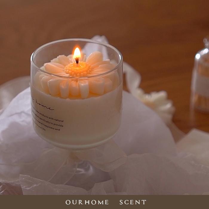 天然温柔感雏菊花朵少女香薰蜡烛