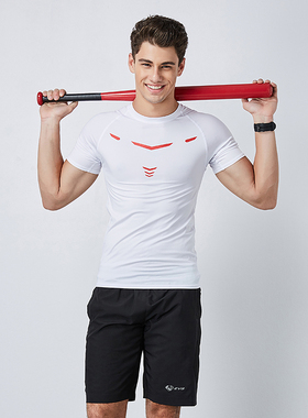 EVS健身衣男 运动短袖速干T恤肌肉兄弟白色半袖个性健身服紧身衣