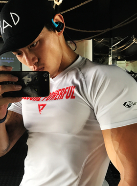 EVS紧身衣男 短袖肌肉t恤兄弟白色速干衣健身房冰丝运动健身服