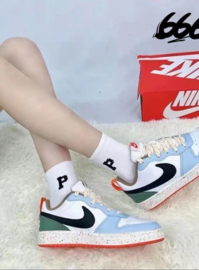 Nike耐克Court Borough 2 彩虹白橙低帮休闲运动板鞋DM1216-100