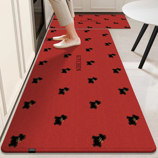X厨房地垫防滑防油可擦免洗吸水吸油防水脚垫2025新款 红色地毯垫