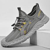 男鞋 夏季 镂空轻便休闲运动户外溯溪一脚蹬大码 男透气薄款 4546 网鞋