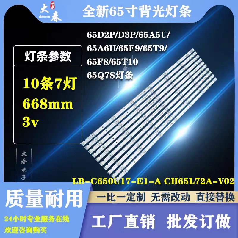 适用长虹65D6P PRO 65H8GD 65DP750 PRO灯条 LB屏C650U21-E3-B