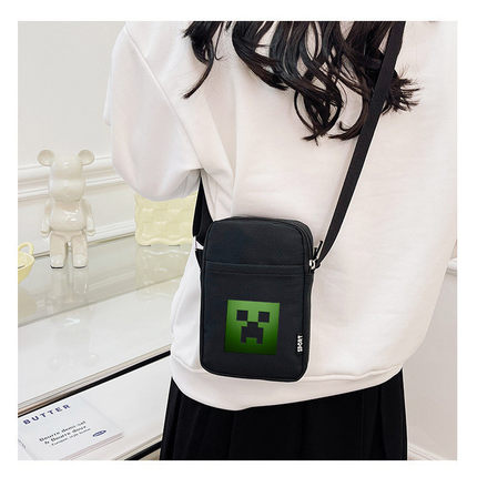 minecraft我的世界游戏周边手机单肩包男女卡通印花帆布斜跨包包