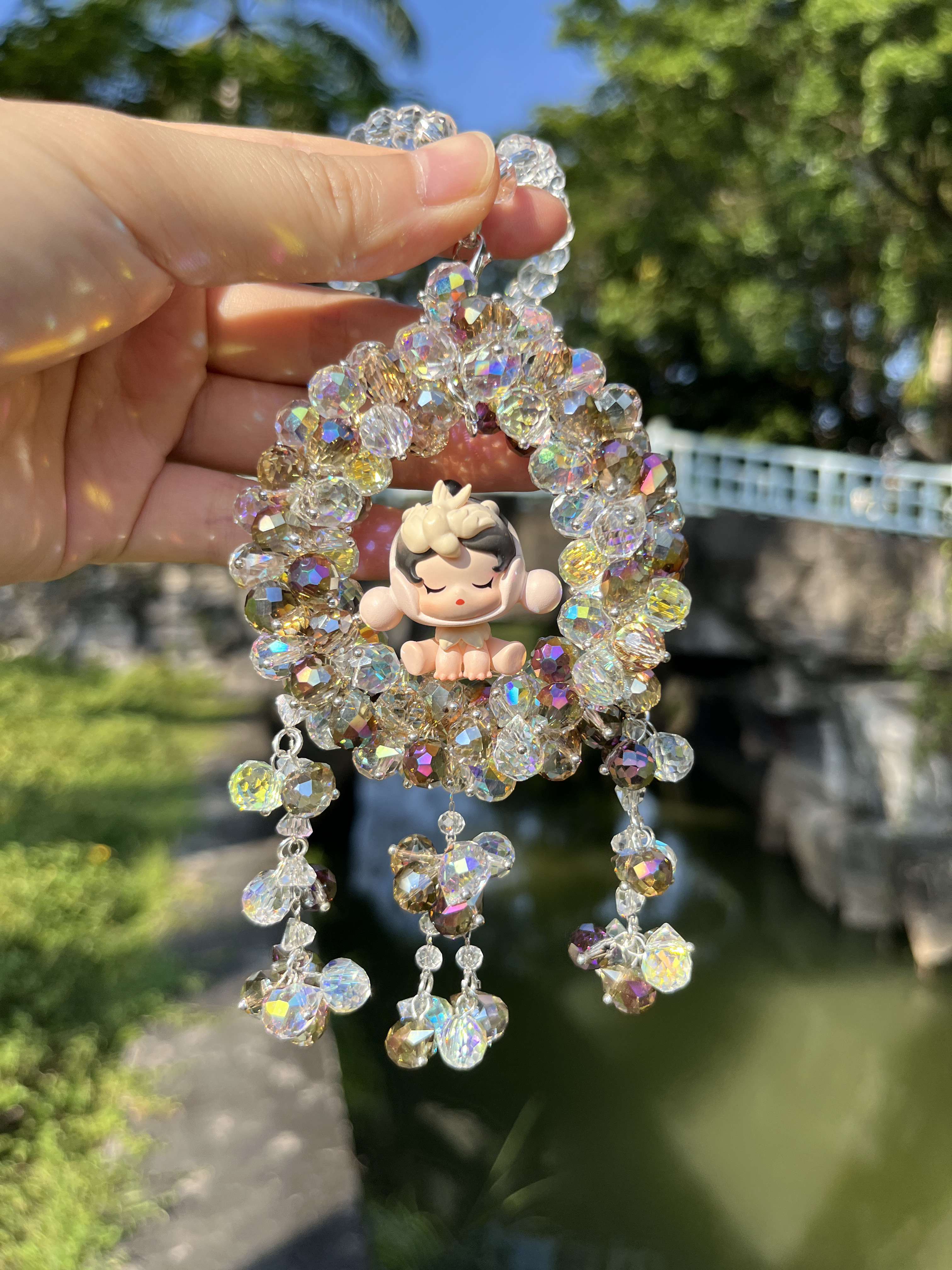 Sp絮羽萌粒泡泡玛特车挂挂饰高端摆件汽车内饰挂件DIY蹦迪珠车挂