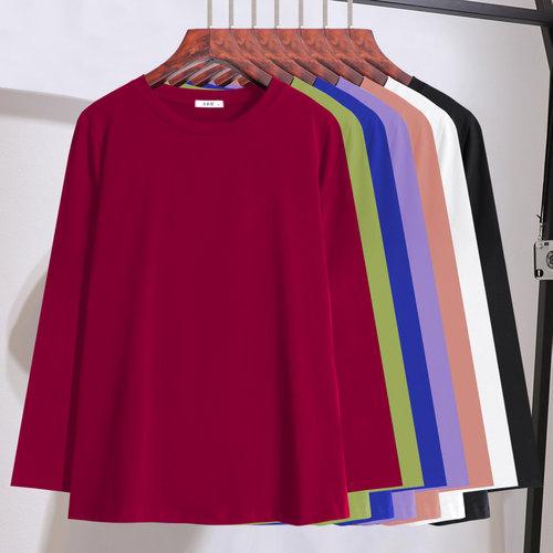 胖mm宽松显瘦长袖T恤2025秋装新款大码女装200斤纯色韩版遮肉上衣