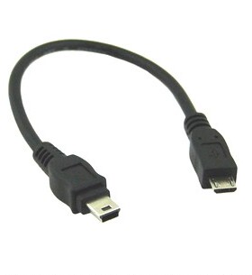 Micro USB转mini USB公对公数据线 T型口 迷你5PIN转V8连接线