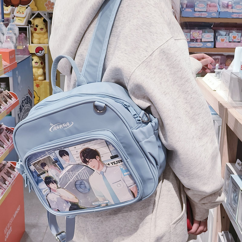 AORDA 小众原创双肩包女吃谷社畜通勤书包二次元百搭单肩斜跨痛包