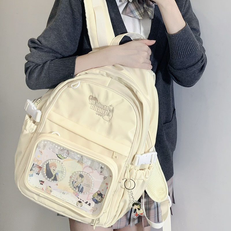 AORDA 大容量多功能双肩包女设计感小众娃包i人e人二次元透明痛包