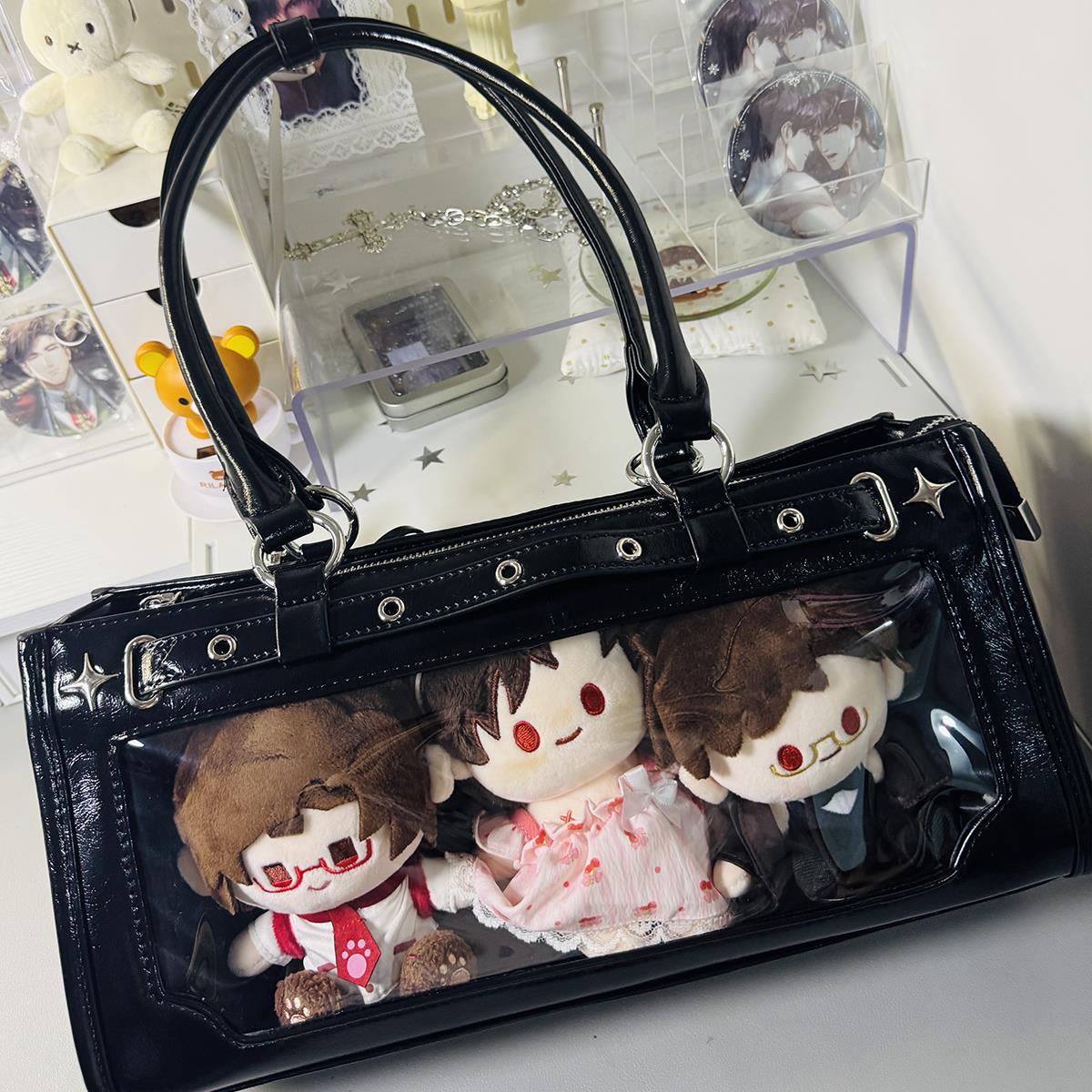 AORDA 日系三用手提透明娃包学生党单肩斜挎小食量吧唧可爱痛包女