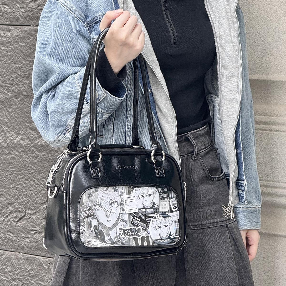 AORDA 日系二次元斜挎双肩背包小食量透明痛包女高颜值娃娃收纳包