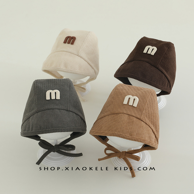 婴儿帽子春秋简约字母刺绣护耳帽