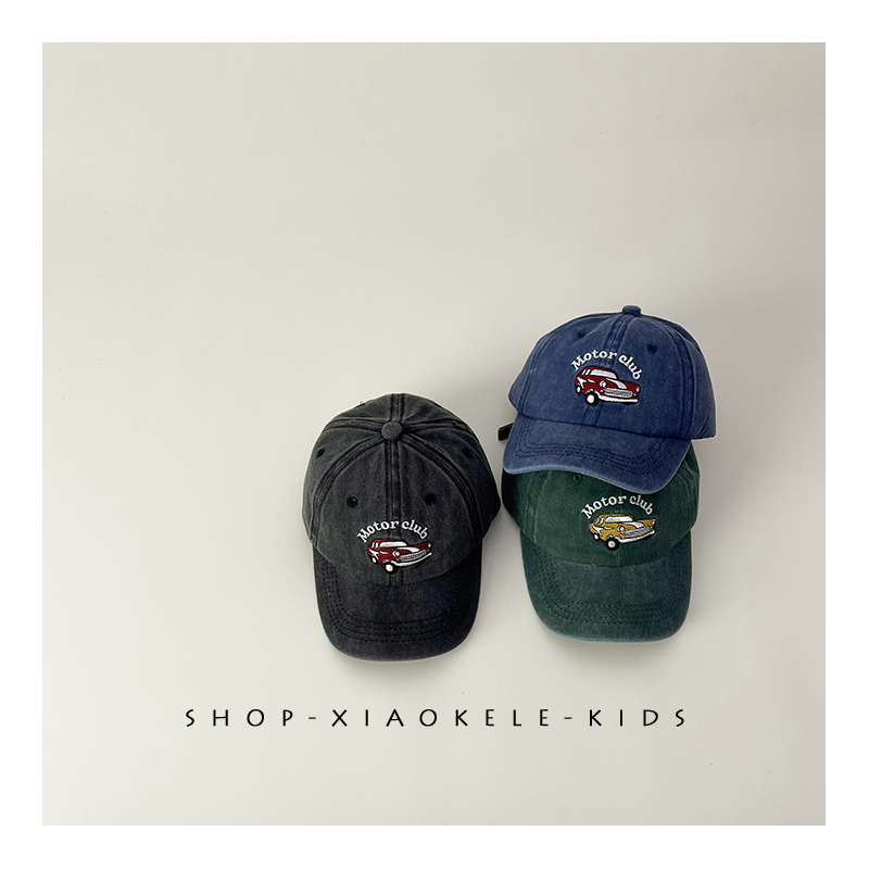 小汽车/水洗软棉~复古儿童鸭舌帽