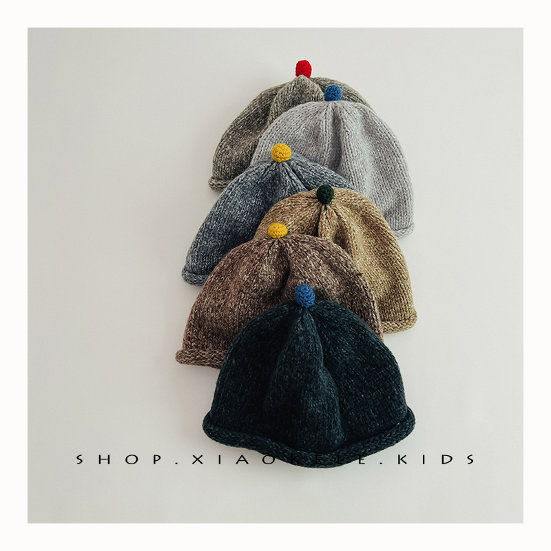 韩系小豆丁~儿童帽子针织瓜皮帽