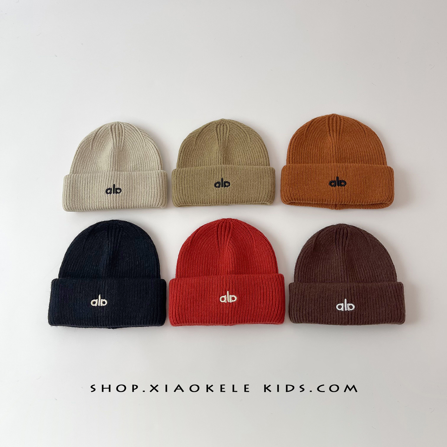 儿童帽子秋冬时尚简约字母刺绣针织帽男女宝宝户外保暖防寒套头帽