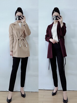 Theory腰带羊毛羊绒大衣