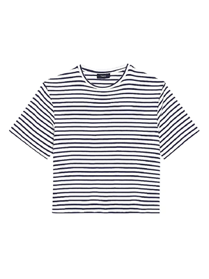 绍兴美代 Theory Boxy Striped T-Shirt 简约条纹圆领纯棉短袖T恤