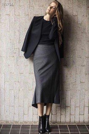 绍兴美代 THEORY 下摆不规则羊毛半裙J0801301 现