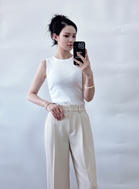 绍兴美代 Theory简约款白色米色蓝色修身弹力背心 N044501R 现P~M