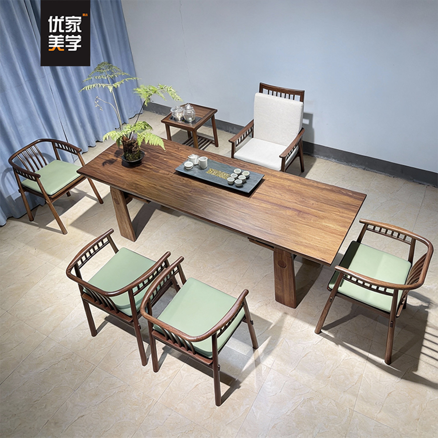 宋氏美学新中式黑胡桃木茶桌椅组合实木禅意茶台客厅家用泡茶桌,住宅家具,家用茶台/茶桌,淘宝优惠券,粉丝福利购,淘宝优惠卷
