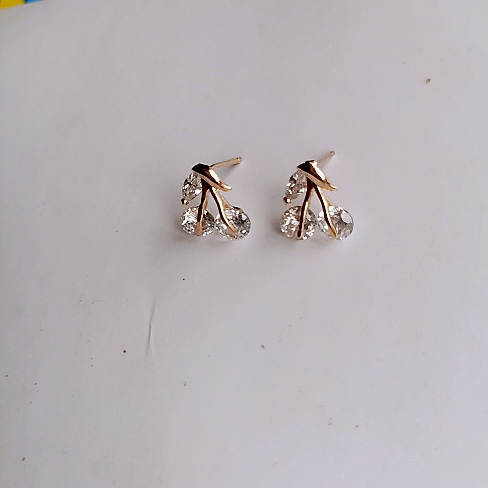 樱桃耳钉14K包金镶水钻锆石超闪耳饰耳环精致百搭简约,饰品/流行首饰/时尚饰品新,耳钉,淘宝优惠券,粉丝福利购,淘宝优惠卷