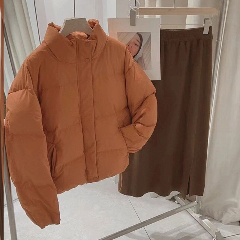 南瓜橘棉服短款橘色高端超好看加厚棉衣外套小个子加厚保暖面包服