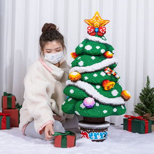 圣诞树积木大型拼装玩具男生儿童节礼物高难度巨型圣诞老人摆件