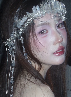 新款新娘大气皇冠头饰透明王冠水晶发箍结婚纱礼服造型配饰品异域