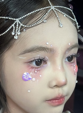 六一儿童节头饰女生表演发饰小美人鱼耳饰鲛人异域风情额饰眉心坠