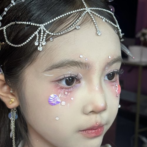 六一儿童节头饰女生表演发饰小美人鱼耳饰鲛人异域风情额饰眉心坠