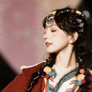 徐万喜同款藏族头饰七月夕玄女后背链子西藏风情藏服复古项链额饰