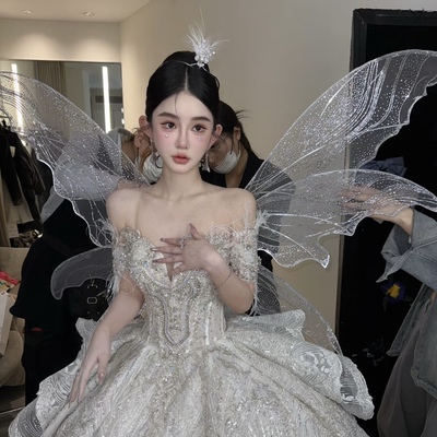 精灵翅膀天使cos羽毛道具仙女生日派对party舞会公主表演花仙子