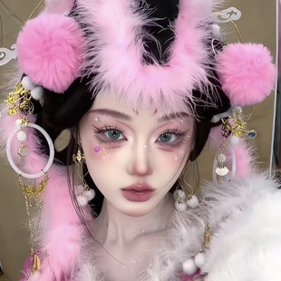 古装苏妲己古风头饰道具狐妖cos画皮白狐影楼小唯汉服粉色发饰品
