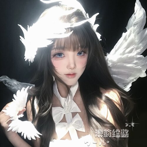 万圣节装扮白色天使翅膀羽毛头饰拍摄道具Lolita变装cos演出背饰