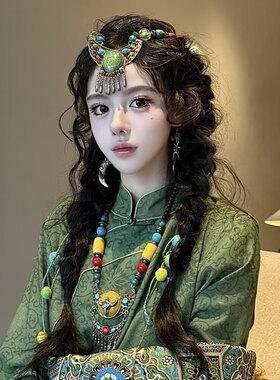 新款藏族头饰配饰项链西藏旅拍照民族风额饰眉心坠写真摄影发饰