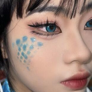 海的女儿海洋妆容道具美人鱼鳞片龙鳞纹身贴模板面部绘画创意妆