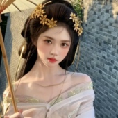 鸿门宴虞姬刘翊菲同款 金色皮绳战国头饰旅拍汉服妆造古风发饰COS