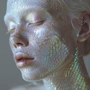 美人鱼鳞片龙鳞纹身贴模板面部绘画创意妆海的女儿海洋妆容道具