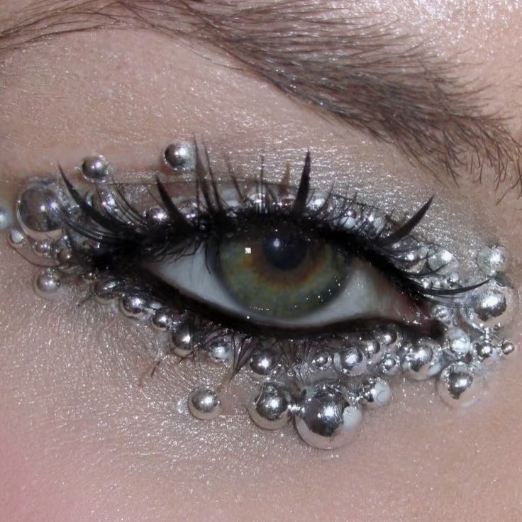 唇钉假无洞眉骨鼻钉免打孔圆珠面部贴银珠脸贴钻创意科技感妆容