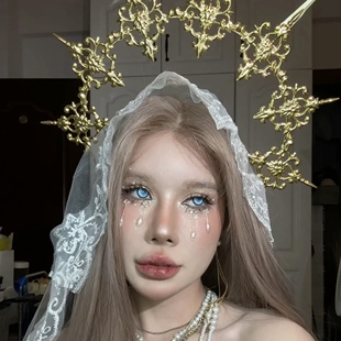 新款Lolita皇冠王冠新娘洛丽塔圣母光环发箍巴洛特头饰哥特式发饰