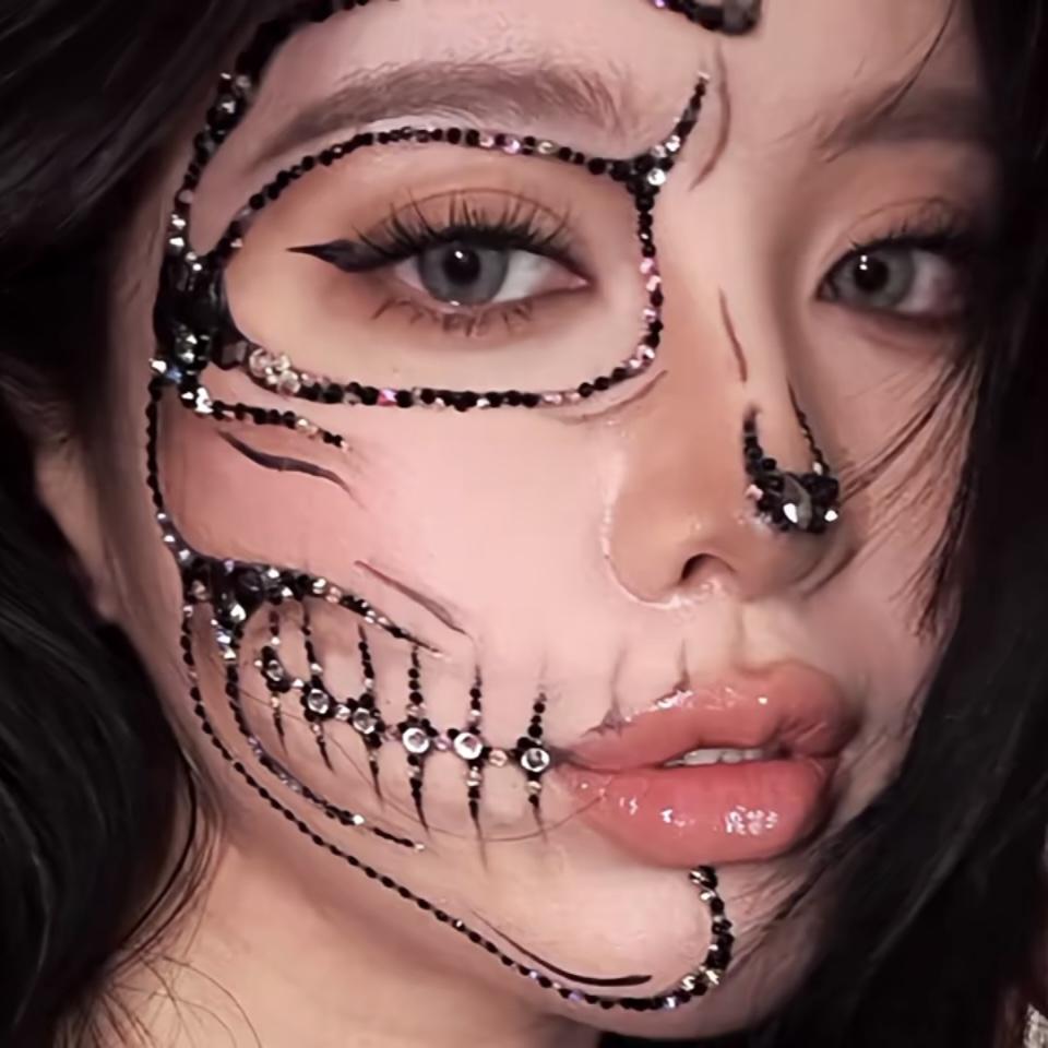 万圣节妆容贴纸骷髅头