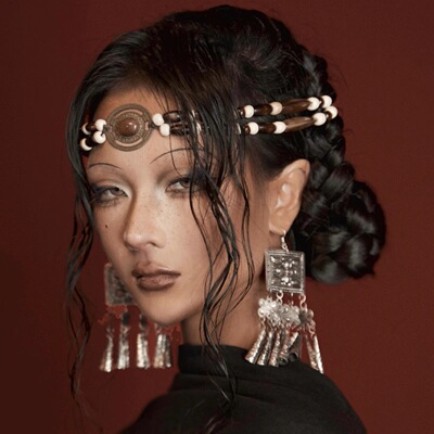 波西米亚民族风手工编织发饰异域祭司女巫额饰发箍发带眉心坠头饰