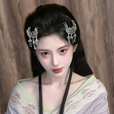 新款古风汉服头饰仿苗银流苏发夹仙女步摇超仙古装战国袍配饰发簪