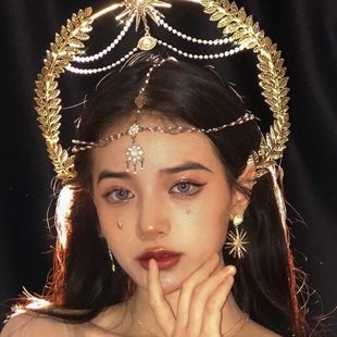 Lolita皇冠王冠新娘洛丽塔圣母光环发箍巴洛特珍珠头饰哥特式发饰