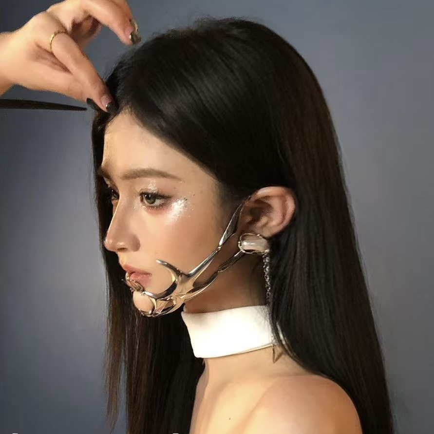 赛博朋克凹造型金属感网红舞蹈男女科幻感面具舞台走秀机器人面罩