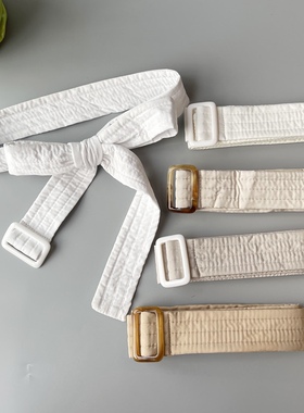 冬夹棉加厚羽绒服腰带装饰皮带绑带白色黑色哑光棉衣布腰带青年