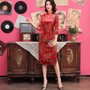 名丽莎春秋季金丝绒清仓超便宜换季特价优惠打折连衣裙旗袍女式