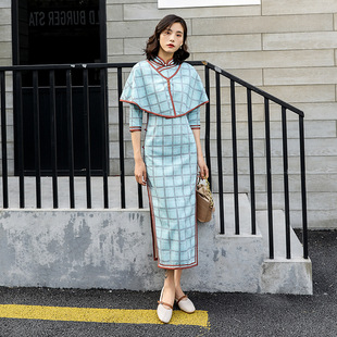 披肩套装 实体爆款 长袖 麂皮绒旗袍长款 日常改良 2026秋冬改良年轻款