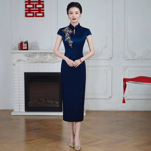 夏季高档醋酸缎婚宴喜婆婆旗袍